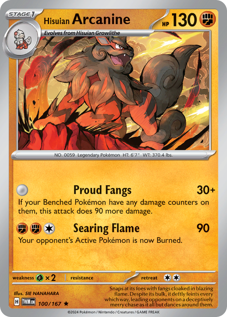 100/167 [TWM] Hisuian Arcanine - Rare