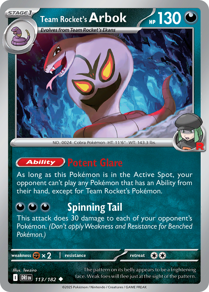 113/182 [DRI] Team Rocket's Arbok - Uncommon