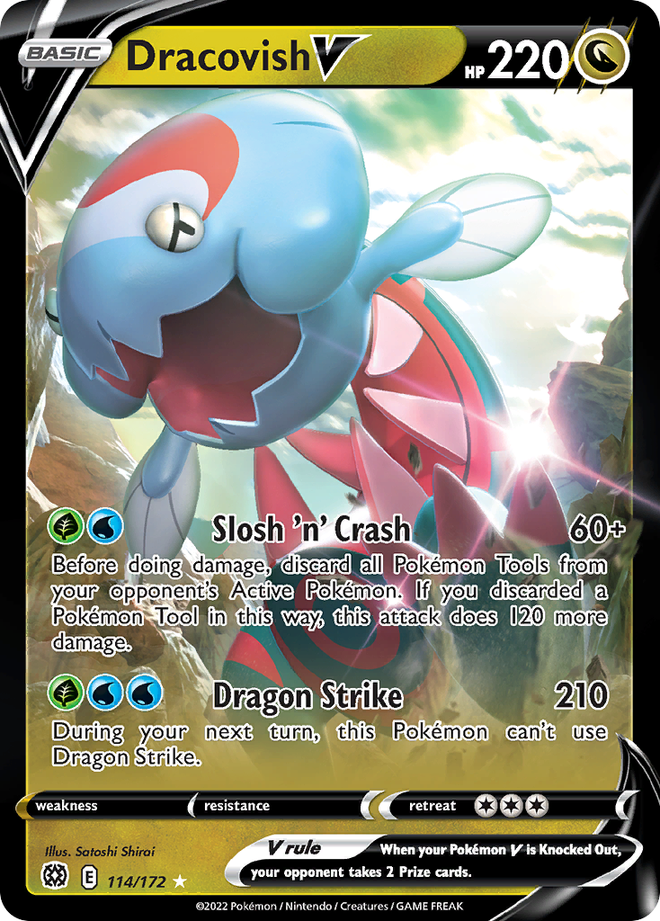 114/172 [BRS] Dracovish V - Rare Holo V