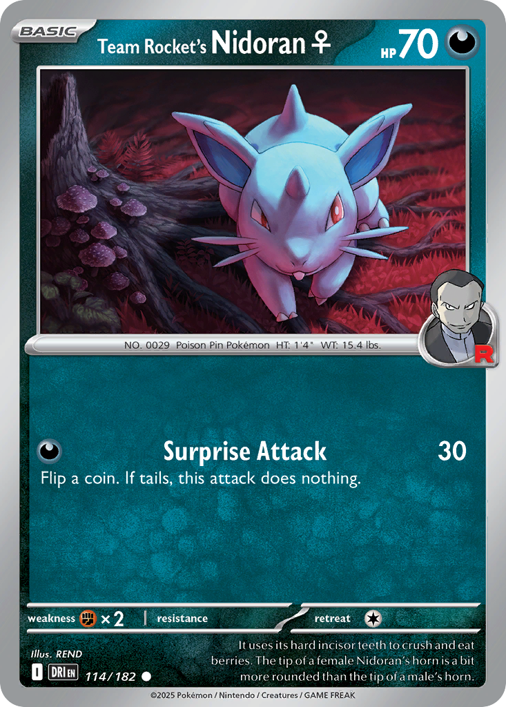 114/182 [DRI] Team Rocket's Nidoran♀ - Common