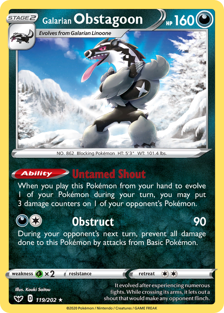 119/202 [SSH] Galarian Obstagoon - Rare Holo
