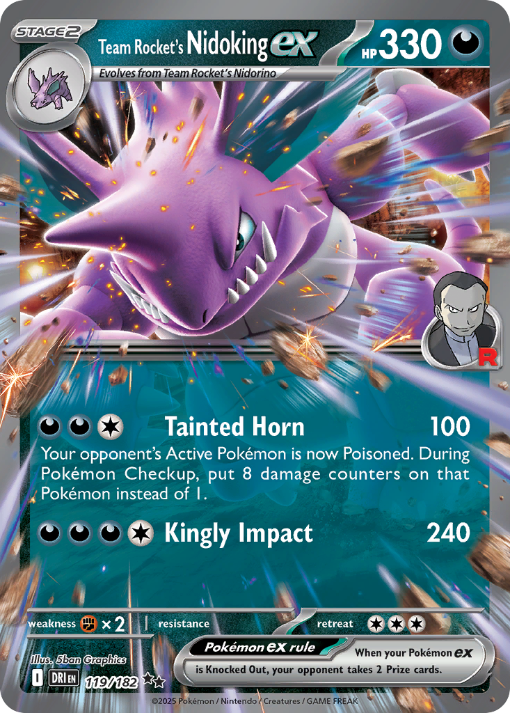 119/182 [DRI] Team Rocket's Nidoking ex - Double Rare