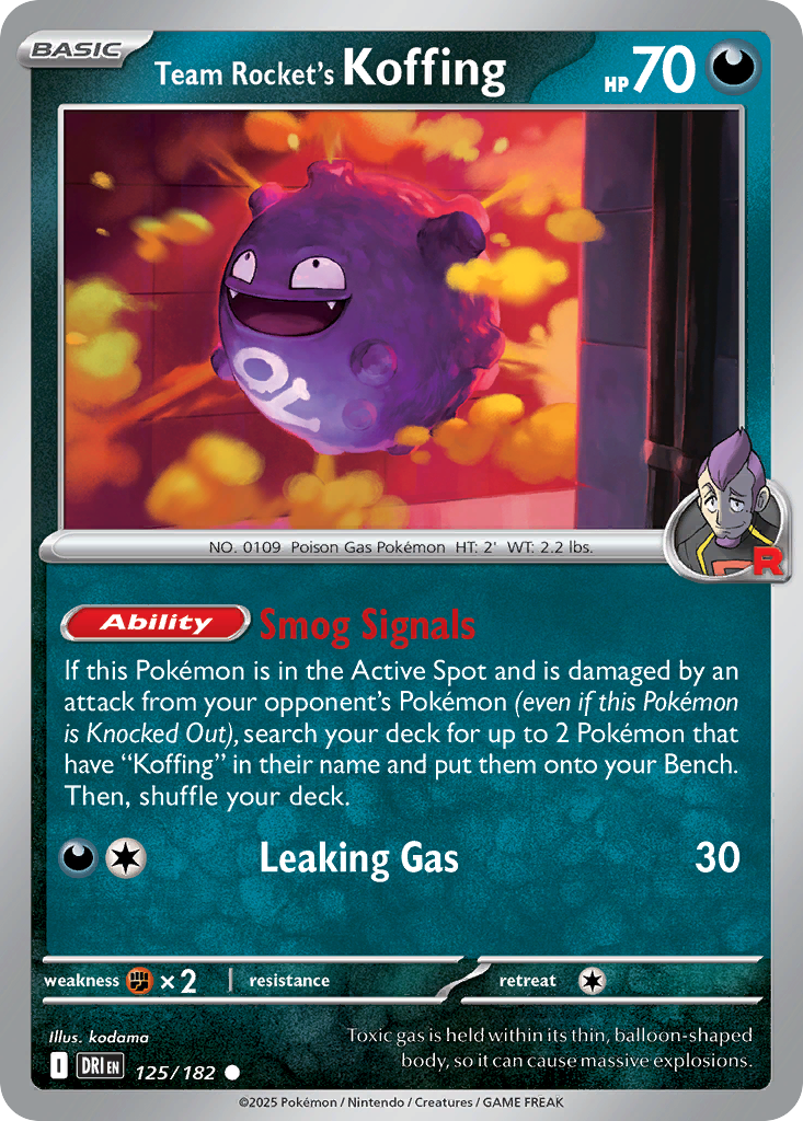 125/182 [DRI] Team Rocket's Koffing - Common