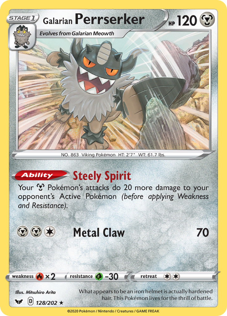 128/202 [SSH] Galarian Perrserker - Rare Holo