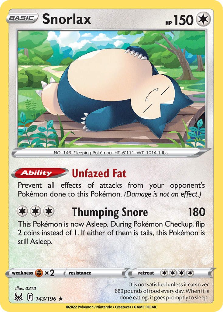 143/196 [LOR] Snorlax - Rare Holo