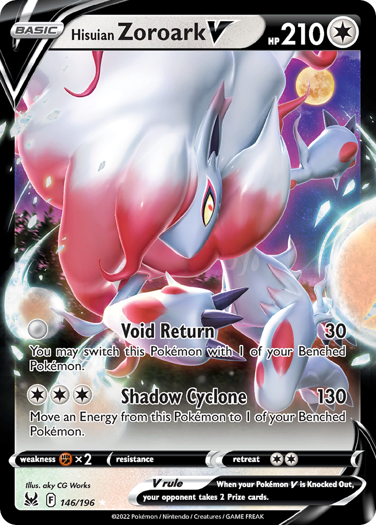 146/196 [LOR] Hisuian Zoroark V - Rare Holo V