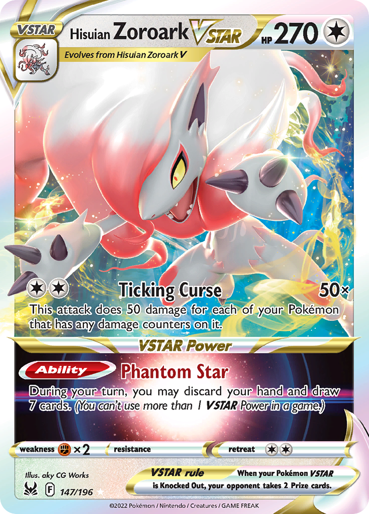 147/196 [LOR] Hisuian Zoroark VSTAR - Rare Holo VSTAR