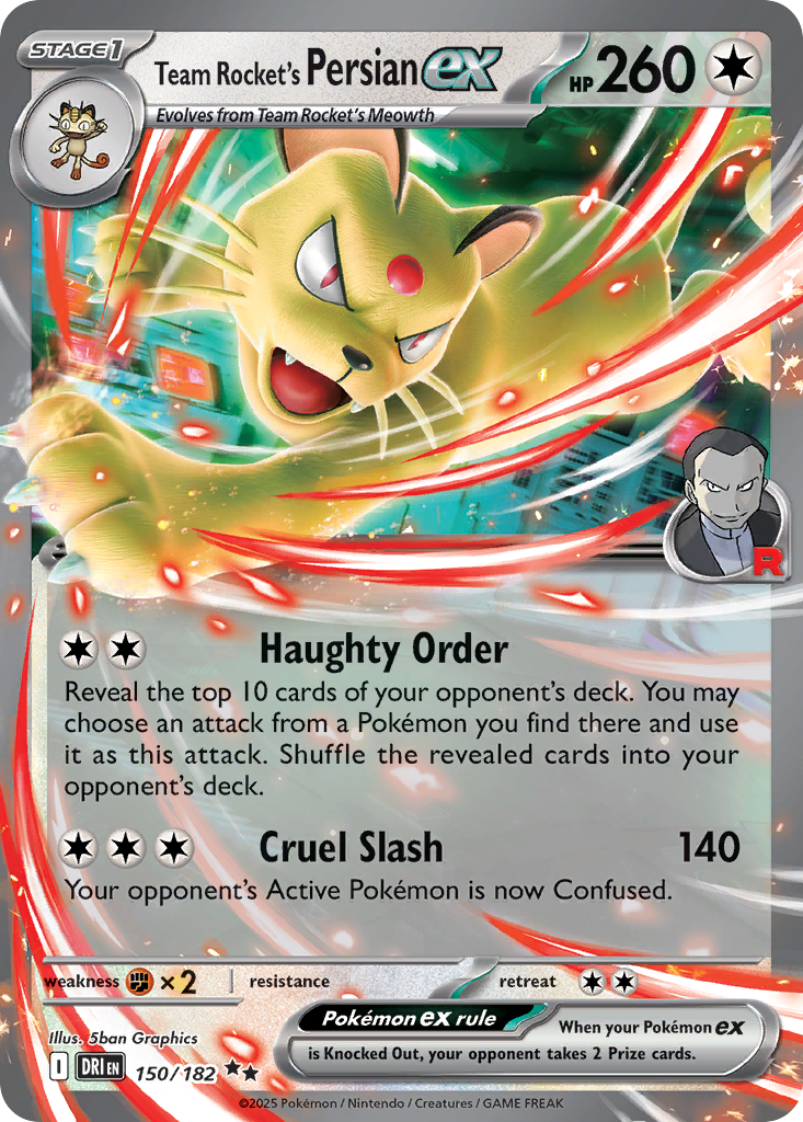 150/182 [DRI] Team Rocket's Persian ex - Double Rare