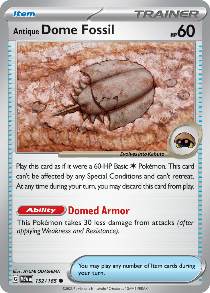 152/165 [SV3PT5] Antique Dome Fossil - Common