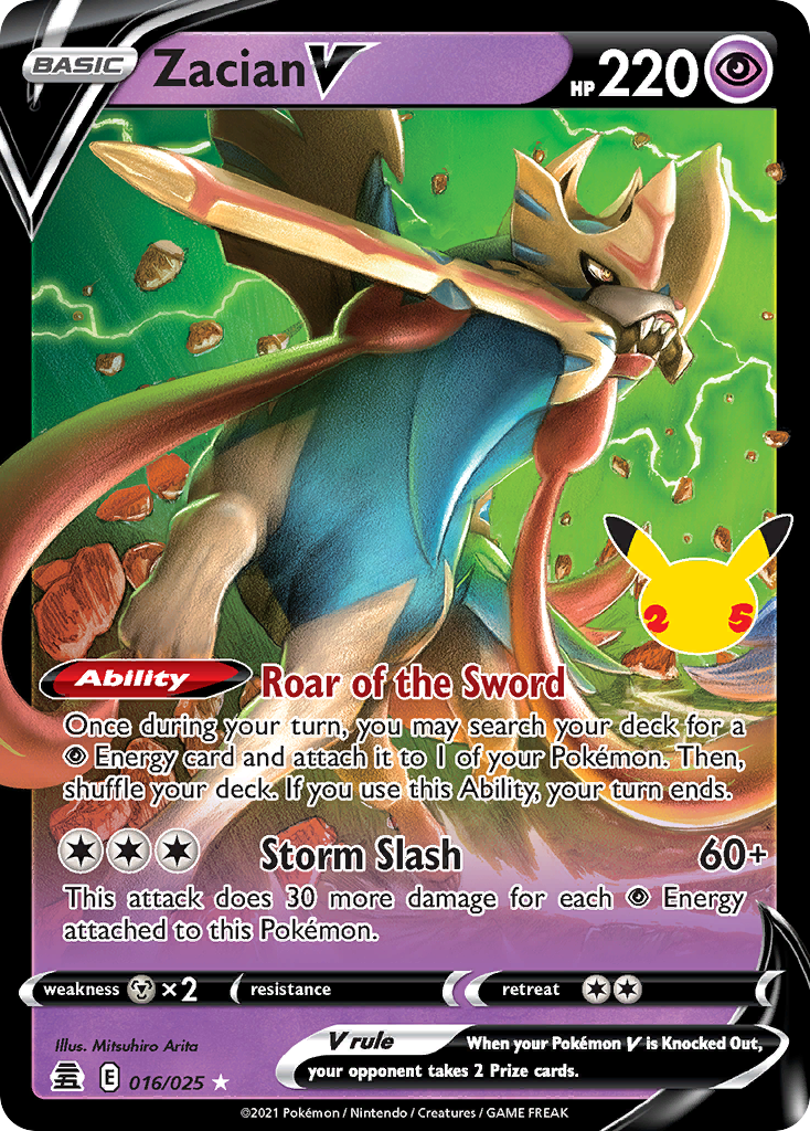 16/25 [CEL] Zacian V - Rare Holo V