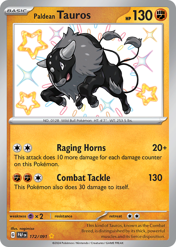 172/91 [SV4PT5] Paldean Tauros - Shiny Rare