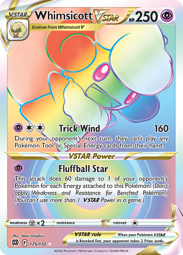 175/172 [BRS] Whimsicott VSTAR - Rare Rainbow
