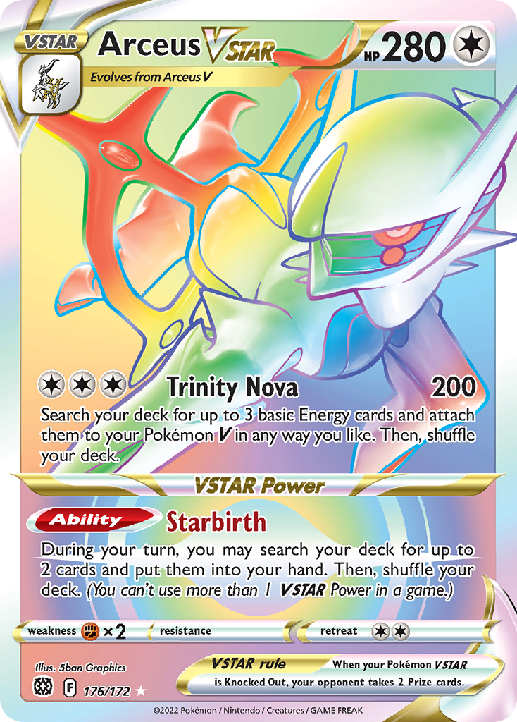176/172 [BRS] Arceus VSTAR - Rare Rainbow
