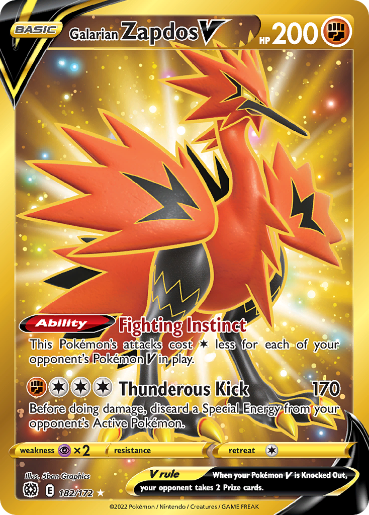 182/172 [BRS] Galarian Zapdos V - Rare Secret