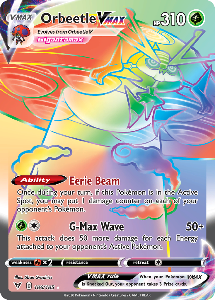 186/185 [VIV] Orbeetle VMAX - Rare Rainbow
