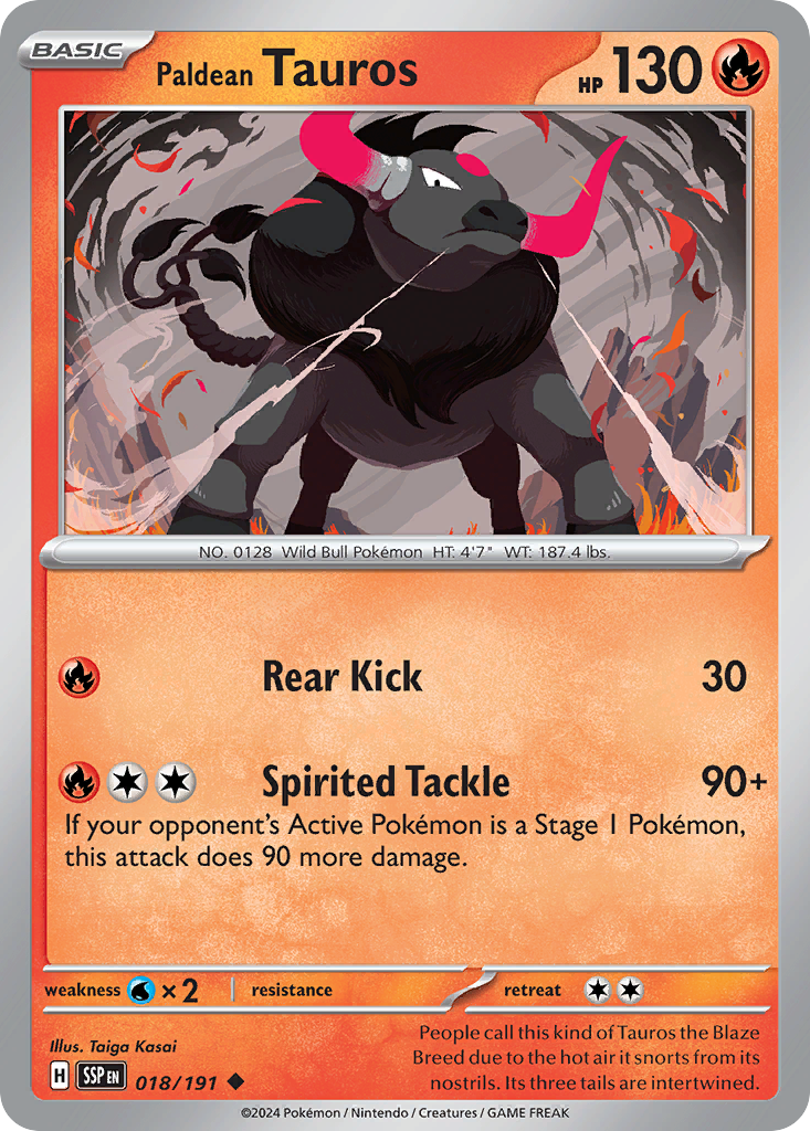 18/191 [SSP] Paldean Tauros - Uncommon