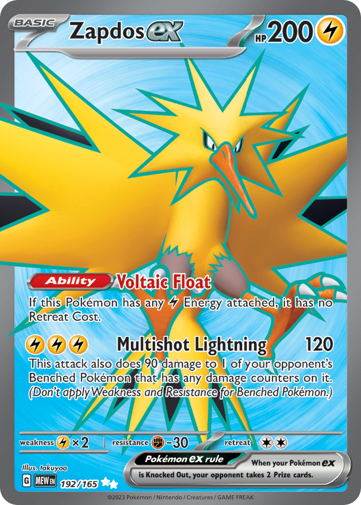 192/165 [SV3PT5] Zapdos ex - Ultra Rare