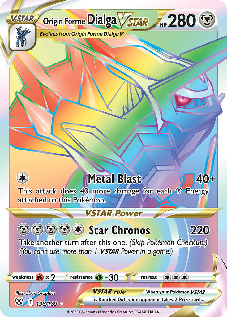 198/189 [ASR] Origin Forme Dialga VSTAR - Rare Rainbow