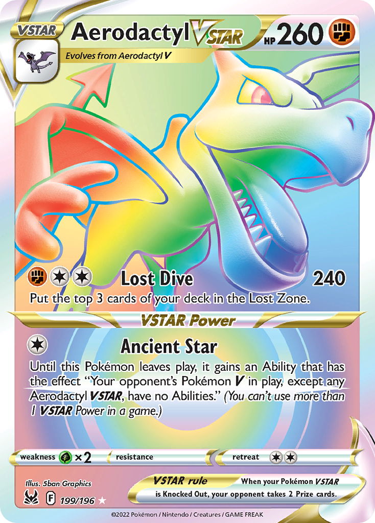 199/196 [LOR] Aerodactyl VSTAR - Rare Rainbow