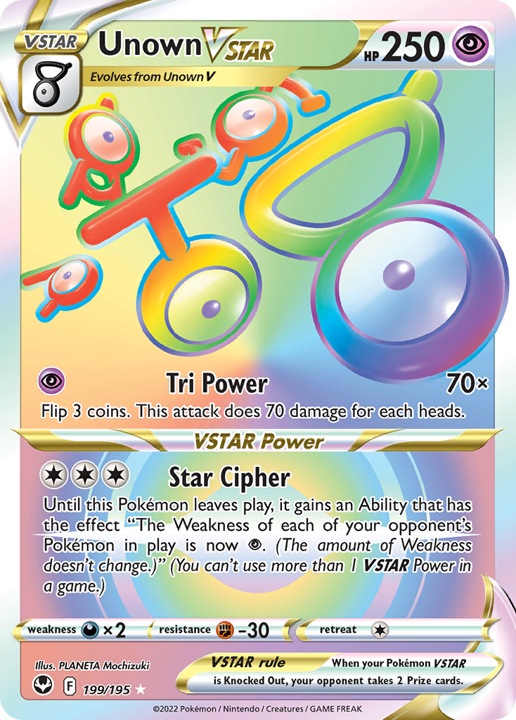 199/195 [SIT] Unown VSTAR - Rare Rainbow
