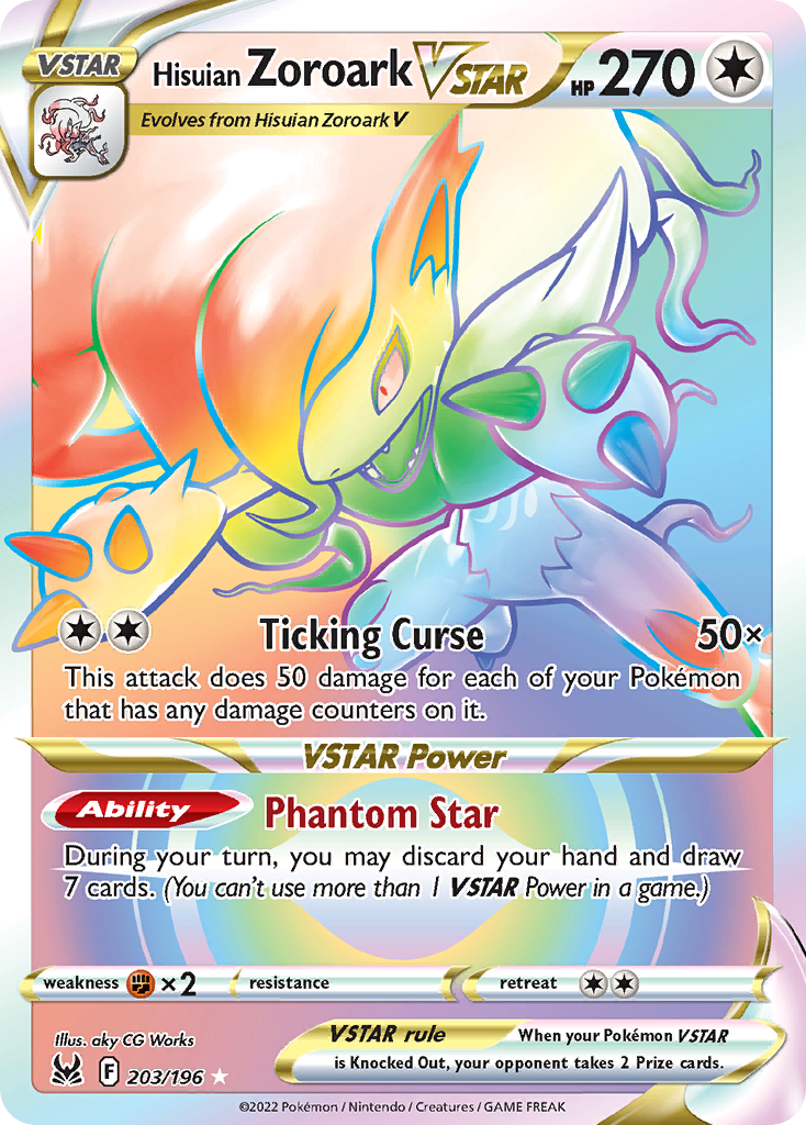 203/196 [LOR] Hisuian Zoroark VSTAR - Rare Rainbow