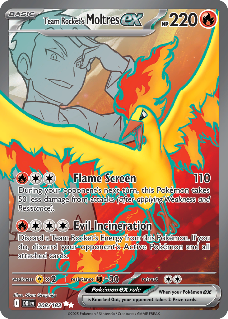 208/182 [DRI] Team Rocket's Moltres ex - Ultra Rare