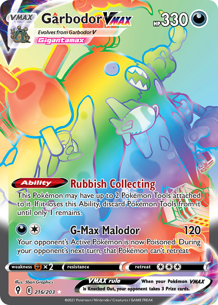 216/203 [EVS] Garbodor VMAX - Rare Rainbow