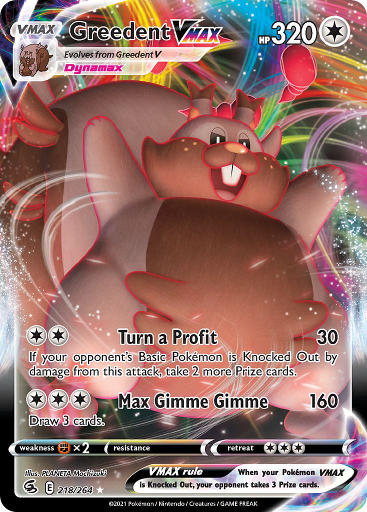 218/264 [FST] Greedent VMAX - Rare Holo VMAX