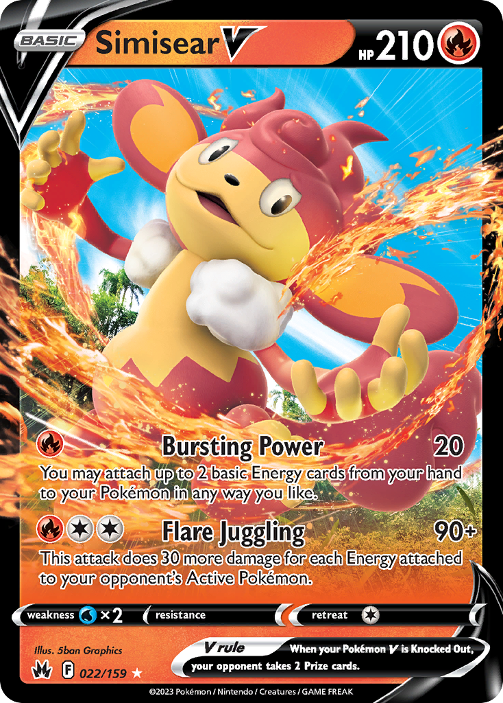 22/159 [CRZ] Simisear V - Rare Holo V
