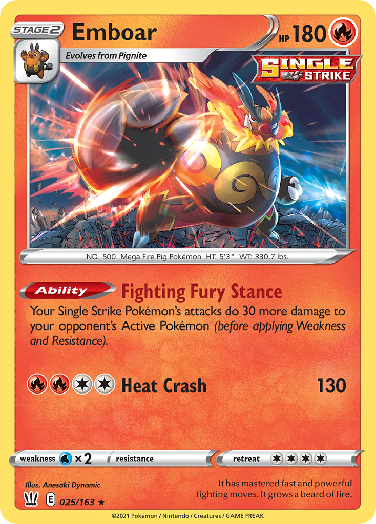 25/163 [BST] Emboar - Rare Holo
