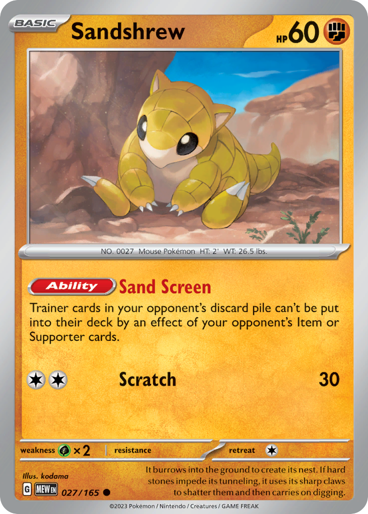 27/165 [SV3PT5] Sandshrew - Common