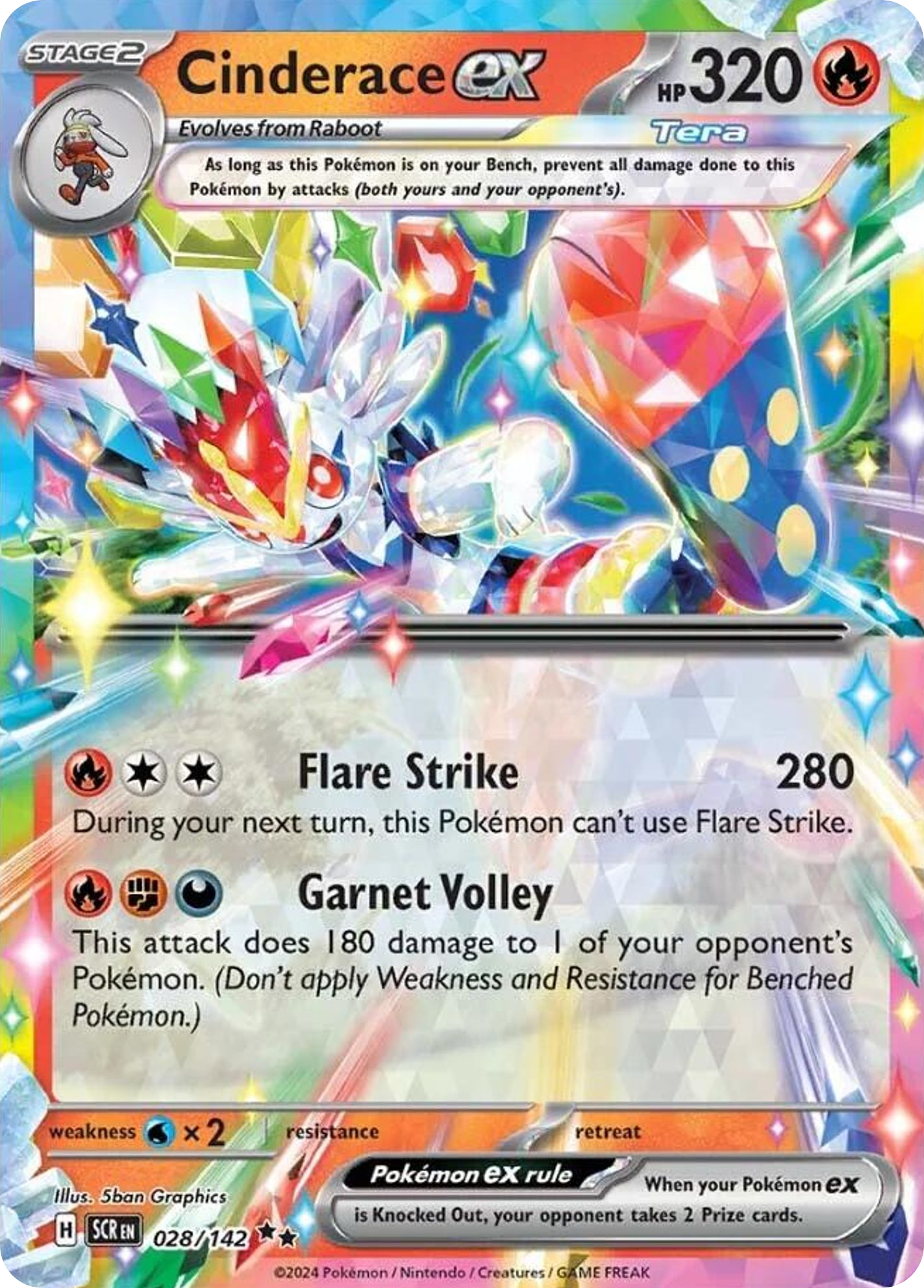 28/142 [SCR] Cinderace ex - Double Rare