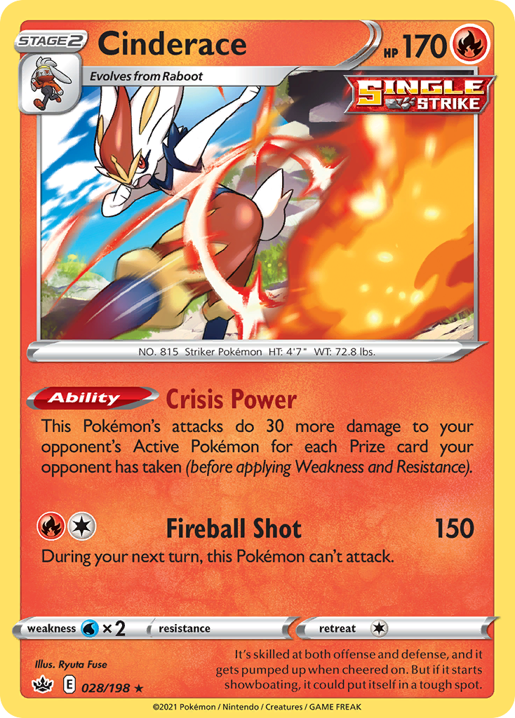 28/198 [CRE] Cinderace - Rare Holo