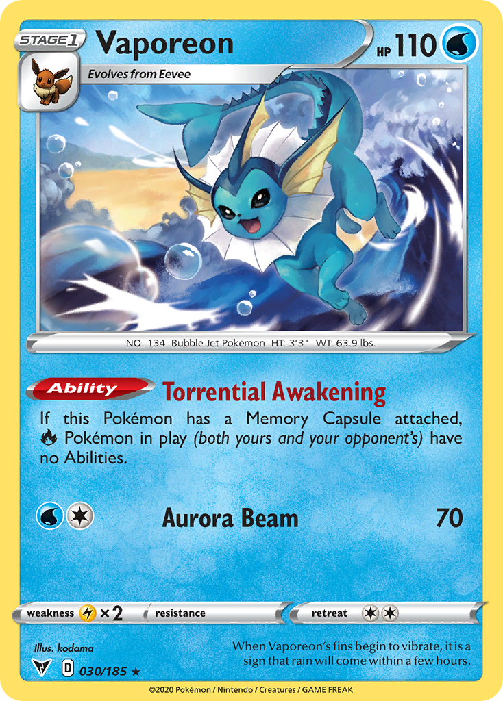 30/185 [VIV] Vaporeon - Rare