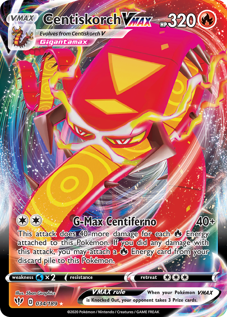 34/189 [DAA] Centiskorch VMAX - Rare Holo VMAX