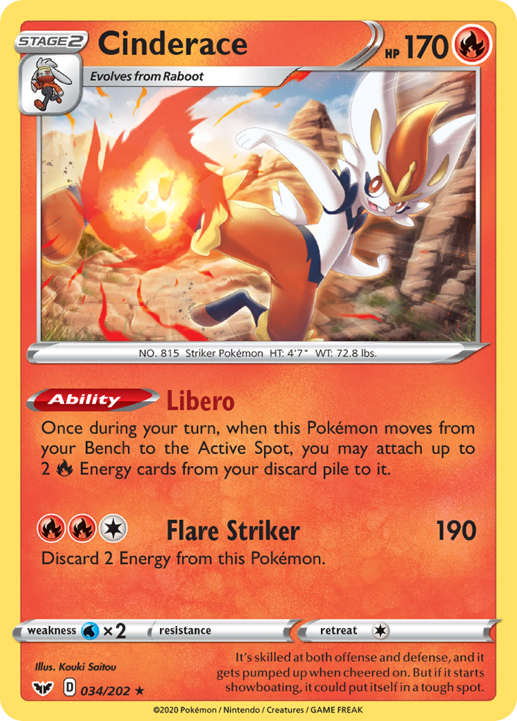 34/202 [SSH] Cinderace - Rare Holo
