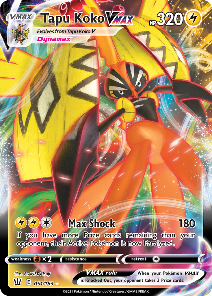 51/163 [BST] Tapu Koko VMAX - Rare Holo VMAX