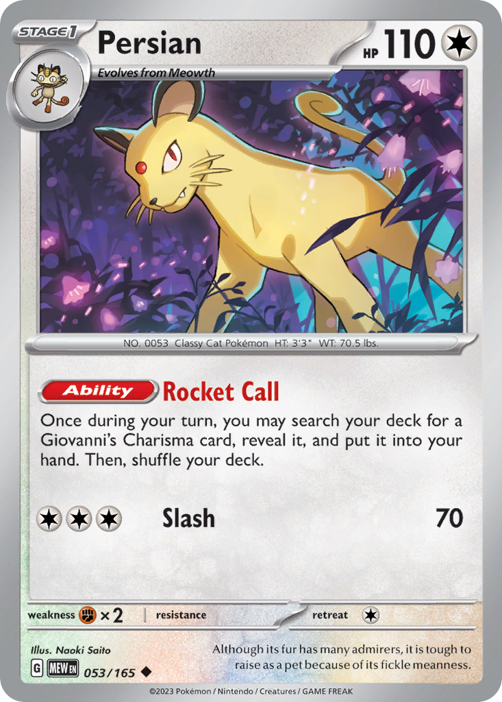 53/165 [SV3PT5] Persian - Uncommon