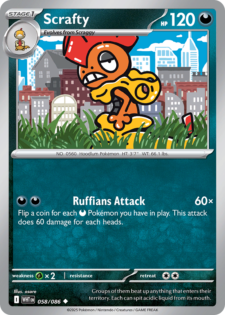 58/86 [WHT] Scrafty - Uncommon