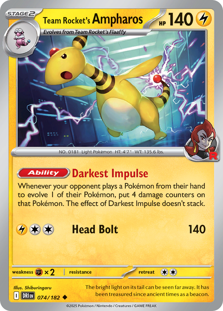 74/182 [DRI] Team Rocket's Ampharos - Uncommon