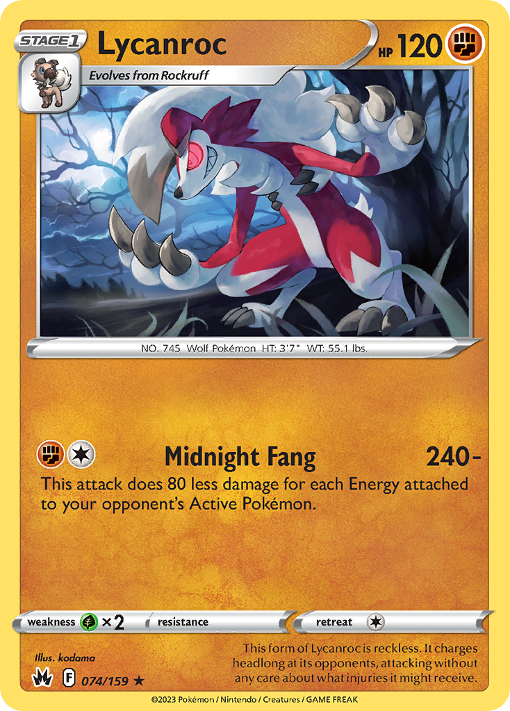 74/159 [CRZ] Lycanroc - Rare