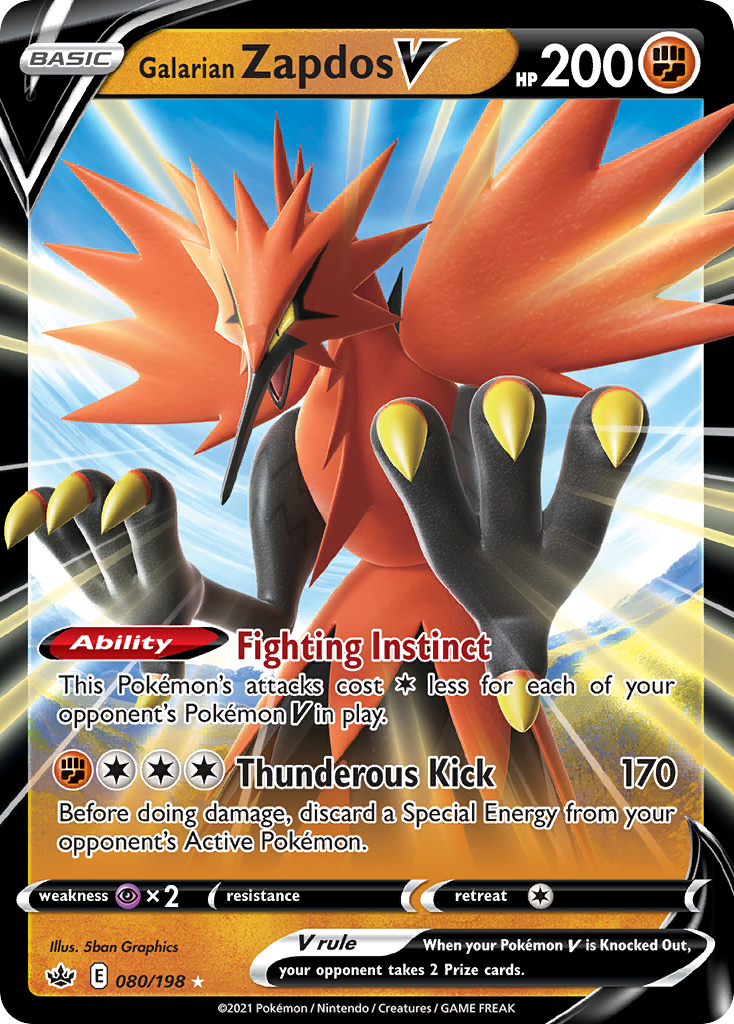 80/198 [CRE] Galarian Zapdos V - Rare Holo V
