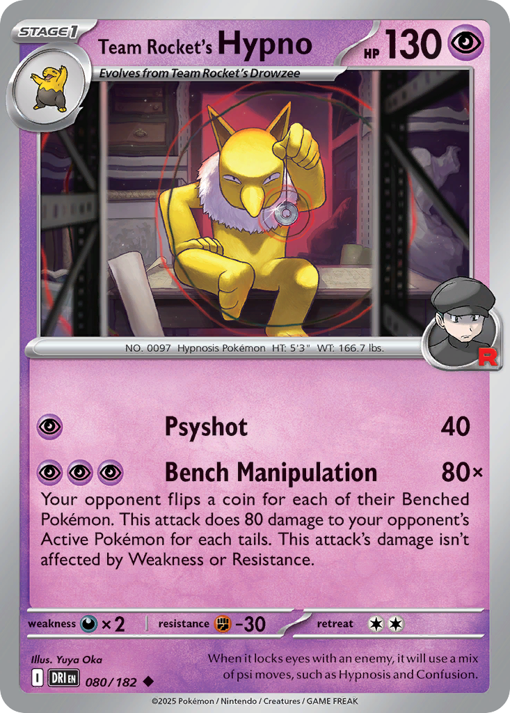 80/182 [DRI] Team Rocket's Hypno - Uncommon