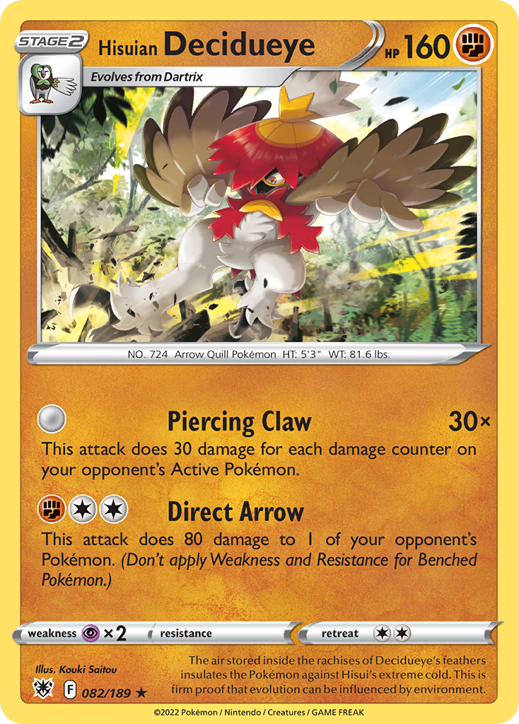82/189 [ASR] Hisuian Decidueye - Rare Holo