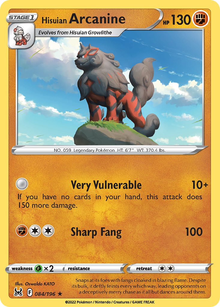 84/196 [LOR] Hisuian Arcanine - Rare Holo