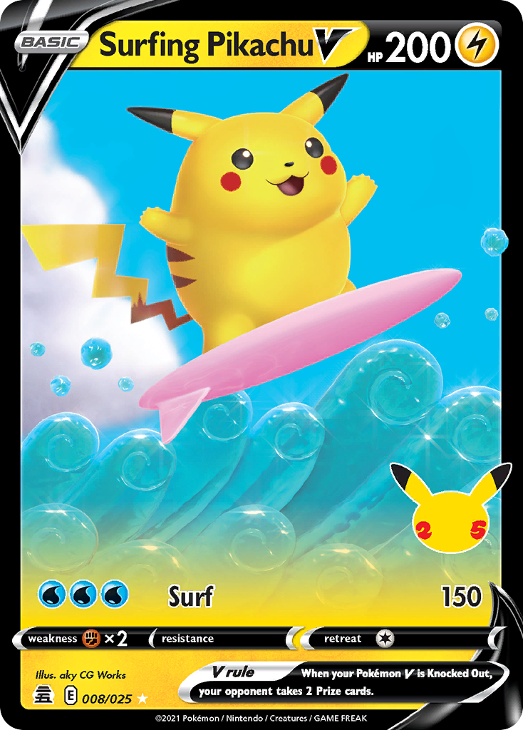 8/25 [CEL] Surfing Pikachu V - Rare Holo V