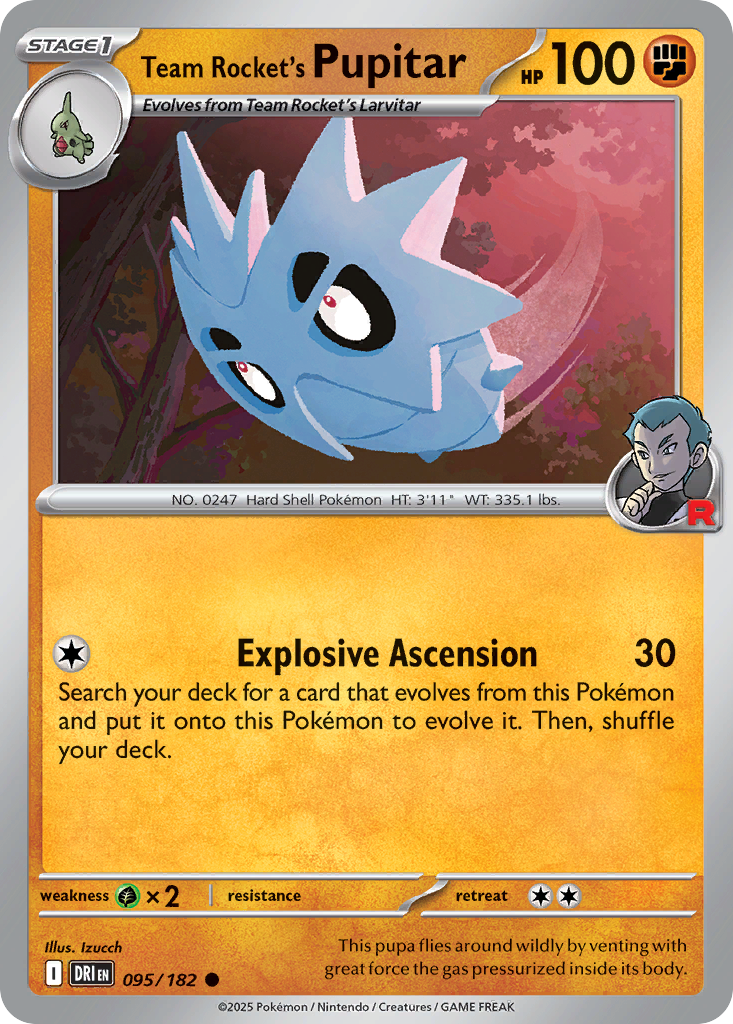95/182 [DRI] Team Rocket's Pupitar - Common