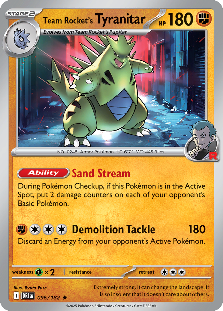 96/182 [DRI] Team Rocket's Tyranitar - Rare
