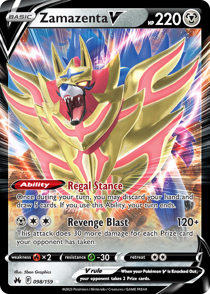 98/159 [CRZ] Zamazenta V - Rare Holo V