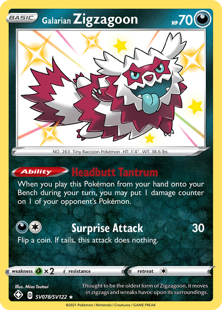 SV078/122 [SHF] Galarian Zigzagoon - Rare Shiny